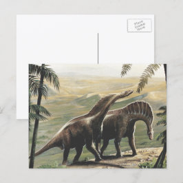 ヴィンテージ恐竜、アマルガサウルスとヤシの木 ポストカード
