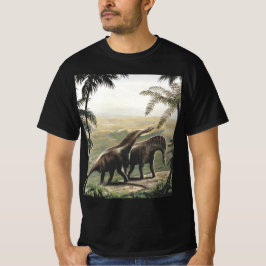 ヴィンテージ恐竜、アマルガサウルスとヤシの木 Tシャツ