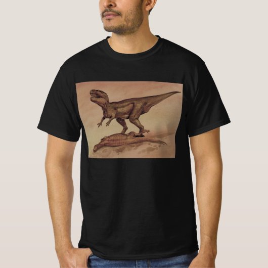ヴィンテージ恐竜 ギガノトサウルス肉食動物 Tシャツ (正面)