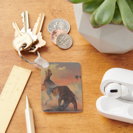 ヴィンテージ恐竜、ジャングルのカルノタウロスの轟音 キーホルダー (デスク)