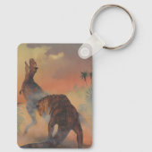 ヴィンテージ恐竜、ジャングルのカルノタウロスの轟音 キーホルダー (裏面)