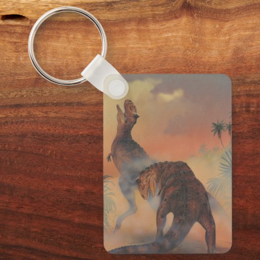 ヴィンテージ恐竜、ジャングルのカルノタウロスの轟音 キーホルダー (正面)