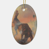 ヴィンテージ恐竜、ジャングルのカルノタウロスの轟音 セラミックオーナメント (左)