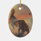 ヴィンテージ恐竜、ジャングルのカルノタウロスの轟音 セラミックオーナメント (正面)