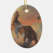 ヴィンテージ恐竜、ジャングルのカルノタウロスの轟音 セラミックオーナメント (裏面)