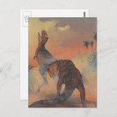 ヴィンテージ恐竜、ジャングルのカルノタウロスの轟音 ポストカード (正面/裏面)