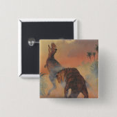 ヴィンテージ恐竜、ジャングルのカルノタウロスの轟音 缶バッジ (正面&裏面)