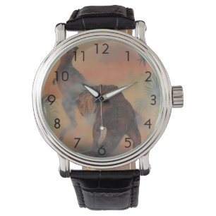 ヴィンテージ恐竜、ジャングルのカルノタウロスの轟音 腕時計