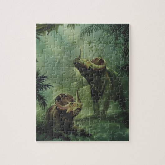 ヴィンテージ恐竜、ジャングルのセントロザウルス ジグソーパズル (縦)
