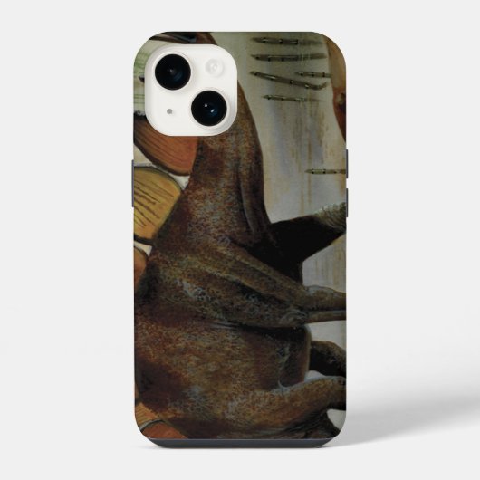ヴィンテージ恐竜 ステゴサウルス 棘のある尾 iPhoneケース (裏面)
