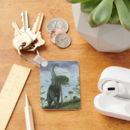 ヴィンテージ恐竜、ソロポセイドンと鳥飛んでいる キーホルダー