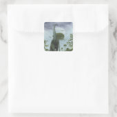 ヴィンテージ恐竜、ソロポセイドンと鳥飛んでいる スクエアシール (バッグ)