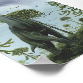 ヴィンテージ恐竜、ソロポセイドンと鳥飛んでいる ポスター (角)