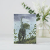 ヴィンテージ恐竜、ソロポセイドンと鳥飛んでいる ポストカード (スタンド正面)