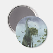 ヴィンテージ恐竜、ソロポセイドンと鳥飛んでいる マグネット (正面/裏面)