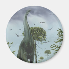 ヴィンテージ恐竜、ソロポセイドンと鳥飛んでいる マグネット