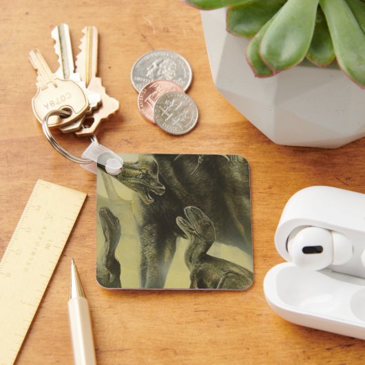 ヴィンテージ恐竜、トルボサウルスとブラチオサウルス キーホルダー (デスク)