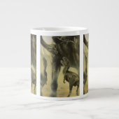 ヴィンテージ恐竜、トルボサウルスとブラチオサウルス ジャンボコーヒーマグカップ (正面)