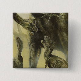 ヴィンテージ恐竜、トルボサウルスとブラチオサウルス 缶バッジ