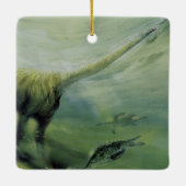 ヴィンテージ恐竜、ブラチオサウルス海泳ぎ セラミックオーナメント (裏面)