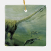 ヴィンテージ恐竜、ブラチオサウルス海泳ぎ セラミックオーナメント (正面)