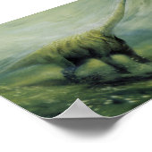 ヴィンテージ恐竜、ブラチオサウルス海泳ぎ ポスター (角)