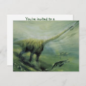 ヴィンテージ恐竜、ブラチオサウルス誕生日パーティー 招待状 (正面/裏面)
