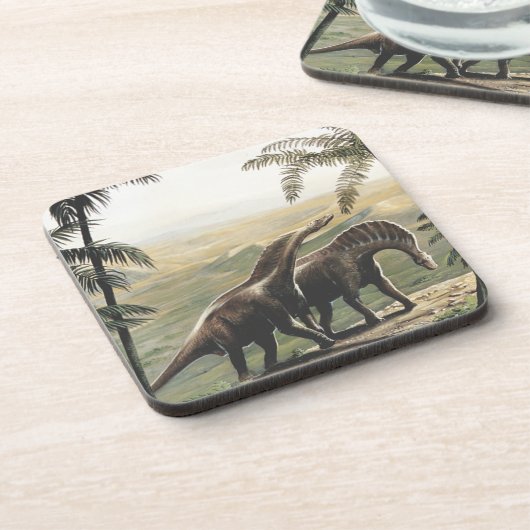 ヴィンテージ恐竜、ヤシの木を持つアマルガサウルス コースター (左側)