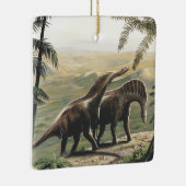 ヴィンテージ恐竜、ヤシの木を持つアマルガサウルス セラミックオーナメント (右)