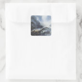 ヴィンテージ恐竜、嵐の雲とバラパサウルス スクエアシール (バッグ)