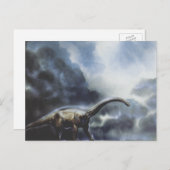 ヴィンテージ恐竜、嵐の雲とバラパサウルス ポストカード (正面/裏面)