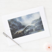 ヴィンテージ恐竜、嵐の雲とバラパサウルス 長方形シール (封筒)