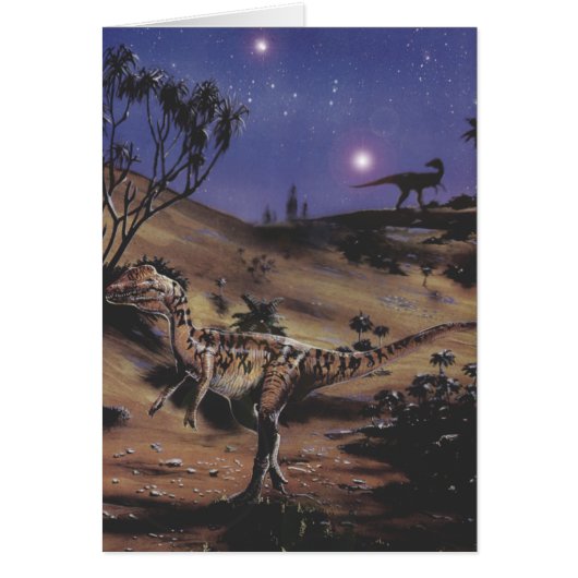 ヴィンテージ恐竜、星空の下のディロフォサウルス (正面)
