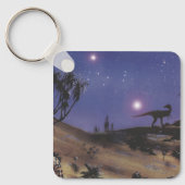 ヴィンテージ恐竜、星空の下のディロフォサウルス キーホルダー (正面)
