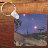 ヴィンテージ恐竜、星空の下のディロフォサウルス キーホルダー (正面)