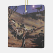 ヴィンテージ恐竜、星空の下のディロフォサウルス セラミックオーナメント (左)