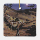 ヴィンテージ恐竜、星空の下のディロフォサウルス セラミックオーナメント (裏面)