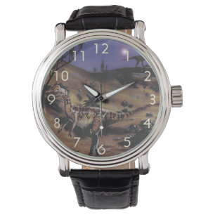 ヴィンテージ恐竜、星空の下のディロフォサウルス 腕時計