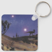 ヴィンテージ恐竜、星空の夜のdilophosaurus キーホルダー (裏面)