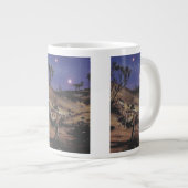 ヴィンテージ恐竜、星空の夜のdilophosaurus ジャンボコーヒーマグカップ (正面右)