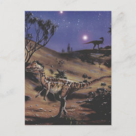 ヴィンテージ恐竜、星空の夜のdilophosaurus ポストカード