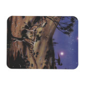 ヴィンテージ恐竜、星空の夜のdilophosaurus マグネット (横)