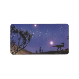 ヴィンテージ恐竜、星空の夜のdilophosaurus ラベル