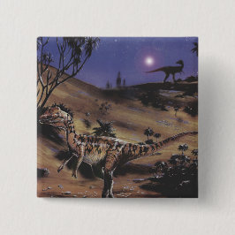 ヴィンテージ恐竜、星空の夜のdilophosaurus 缶バッジ