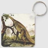 ヴィンテージ恐竜、木の上に放牧 キーホルダー (裏面)