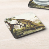 ヴィンテージ恐竜、木の上に放牧 コースター (左側)