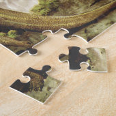 ヴィンテージ恐竜、木の上に放牧 ジグソーパズル (側面)