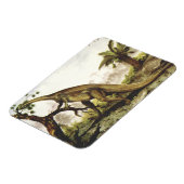 ヴィンテージ恐竜、木の上に放牧 マグネット (左側)