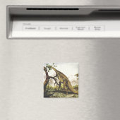 ヴィンテージ恐竜、木の上に放牧 マグネット (インサイチュ (食洗機))