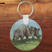 ヴィンテージ恐竜、牧草地のセントロザウルスの放牧 キーホルダー (正面)
